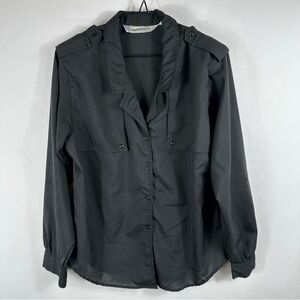 Vintage Diane Von Furstenberg Women's Black Button-Up Blouse